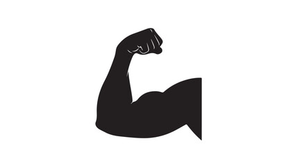 Silhouette of a muscular arm flexing vector illustration of strength and power isolated on white background