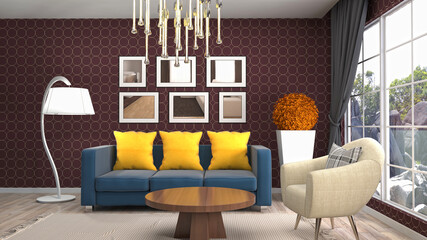Interior living room. 3d illustration