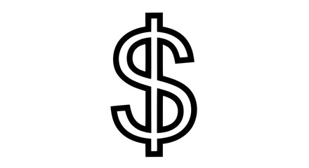 Obraz premium Vector illustration of a US dollar symbol with clean bold lines, minimalist style, isolated on white background