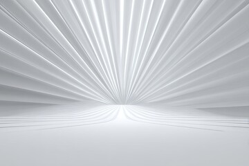Abstract 3D render of a white, radiating, textured surface with a vanishing point