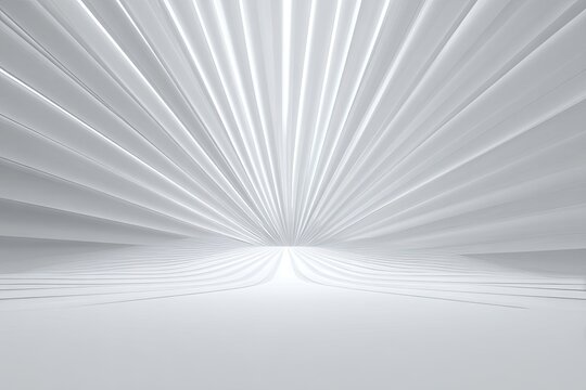 Abstract 3D render of a white, radiating, textured surface with a vanishing point
