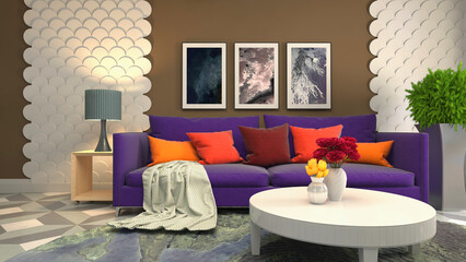 Illustration of the living room interior