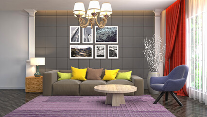 Illustration of the living room interior