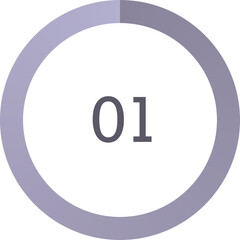 Number One Countdown Circle Graphic With Transparent Background Number One In Center And Segmented Circle Design In Soft Purple Hues
