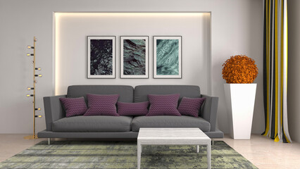 Illustration of the living room interior