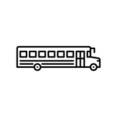 School bus outline icon. transportation black line illustration.