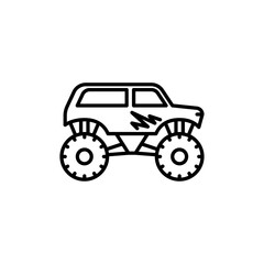 monster truck outline icon. offroad truck black line illustration.
