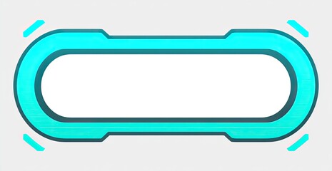 Futuristic, glowing cyan frame with rounded ends on a white background