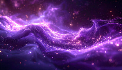 Obraz premium 紫の輝く波・中央から流れる光