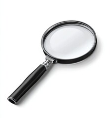 Magnifying glass with black handle isolated on white background
