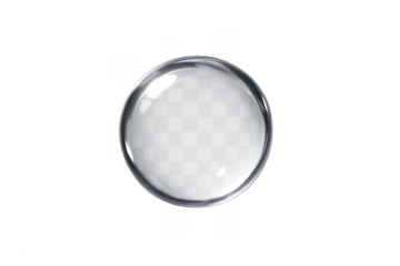 Realistic clear water drop sphere on transparent background
