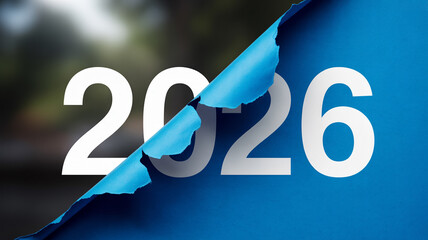 Exciting Year 2026 Reveal Concept with Ripped Paper Design Aesthetic