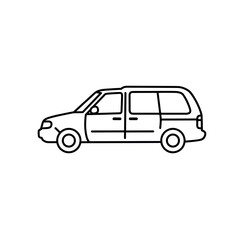 Obraz premium Minimalist outline of family van in black and white