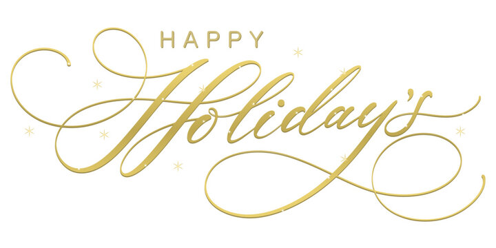 Happy holidays text phrase. vector calligraphy. Greeting holiday card, Christmas and New Year phrase. Hand lettering inscription to winter holiday design