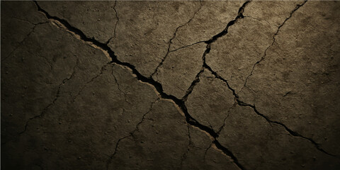 Abstract brown cracked clay soil texture pattern in arid desert environment under summer heat