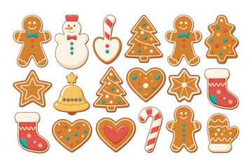 Assortment of festive christmas gingerbread cookies and treats