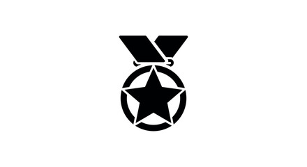 Silhouette medal with star icon for achievement and award recognition designs