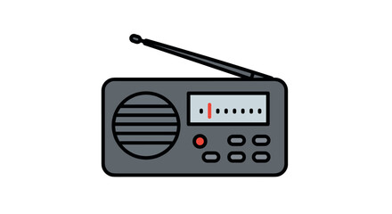 Fototapeta premium Retro radio icon in flat style with antenna and dial display