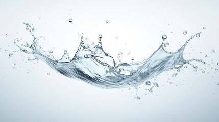 Water splashing in the air against a white background with a clean and simple design for dynamic fluid motion concepts.