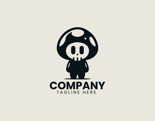 A distinctive black mushroom with white spots, featuring a small stylized skull underneath its cap.