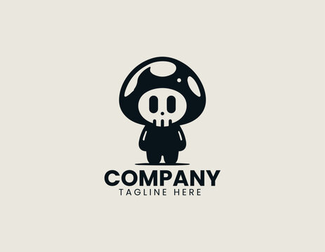 A distinctive black mushroom with white spots, featuring a small stylized skull underneath its cap.