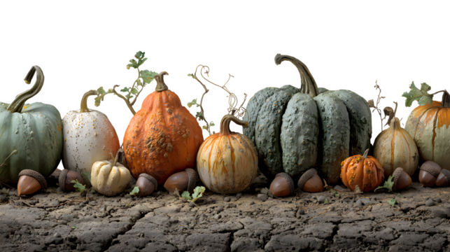 Capture the Essence of Autumn with these Unique Pumpkins and Gourds, Perfect for Thanksgiving Harvest Decor and Fall Festival Designs, a Rustic Still Life