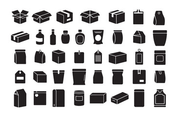Packaging boxes and containers silhouette of e-commerce, delivery