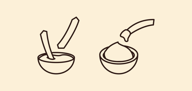 Dipped French Fries Line Art Icon Bundle &ndash; Minimal Outline Fast Food Snack Vector Pack for Menu, Branding, Packaging, and UI Elements