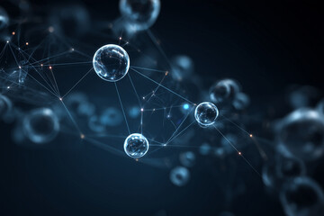 Obraz premium Abstract Digital Network of Interconnected Glowing Blue Spheres and Lines