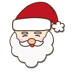 Cute Santa Claus face with red hat and white beard. For Christmas cards, festive decorations, clipart sets, stickers, digital crafts, and holiday design projects.