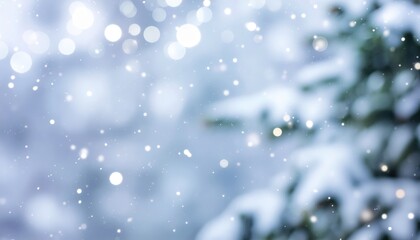 Snowfall event winter landscape nature photography aesthetic background close-up view tranquil atmosphere captured in soft blurry snowflakes