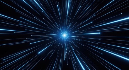 Fototapeta premium Blue light speed tunnel accelerating through space