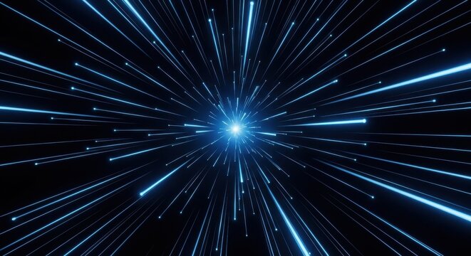 Blue light speed tunnel accelerating through space