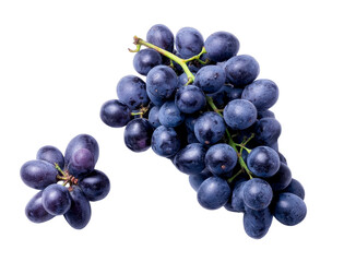 fresh dark grapes on transparent background, close-up.