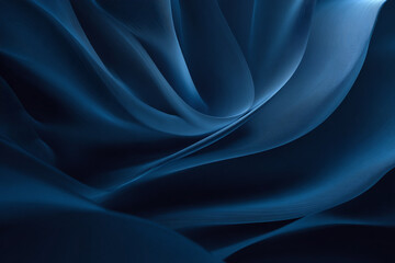 Obraz premium Abstract blue waves create a dynamic texture with flowing lines and gentle curves forming a serene dark background design evoking fluidity and modern elegance