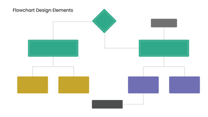 Colorful Flowchart Editable Diagram Illustrating Decision Making and Process Flow for Presentations
