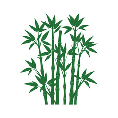 Green bamboo stalks vector illustration, asian nature plant ecology symbol Vector