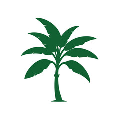 Green tropical palm tree vector icon representing summer, vacation, growth Vector
