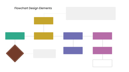 Obraz premium Colorful Flowchart with Rectangles and Diamond Shape for Business Process Diagram Design