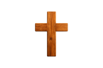 Wooden Christian Cross Isolated on Transparent Background