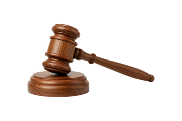 Wooden Judge’s Gavel Isolated on Transparent Background