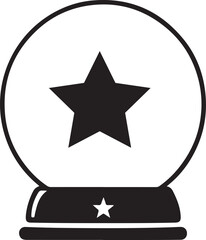 Christmas snow globe inside star silhouette  outline 