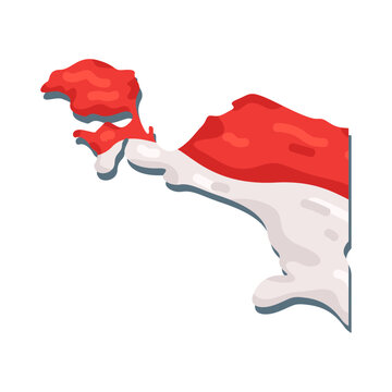 Illustration of Map of Bali with Indonesian Flag
