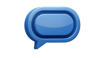 A blue speech bubble with a rounded rectangle shape inside on a black background isolated icon