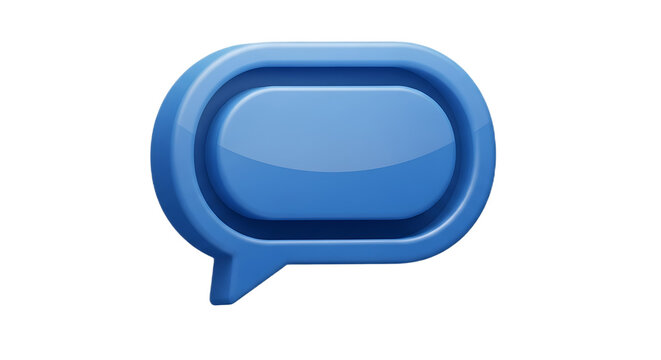 A blue speech bubble with a rounded rectangle shape inside on a black background isolated icon