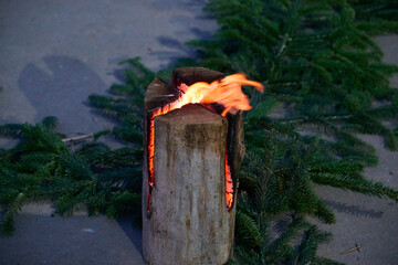 burning log