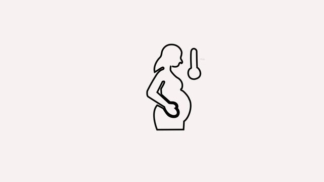 Animated pregnancy symbol   and weight scale,obstetrics clinic black design on healthy lifestyle  pregnant woman care,sketch,vomit,dizziness icon wth white background.
