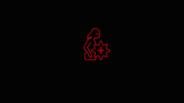 Animated pregnancy symbol   and weight scale,obstetrics clinic red design on healthy lifestyle  pregnant woman care,sketch,vomit,dizziness icon wth black background.