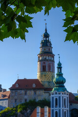 the center of Cesky Krumlov by the river Vltava