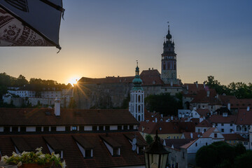 the center of Cesky Krumlov by the river Vltava